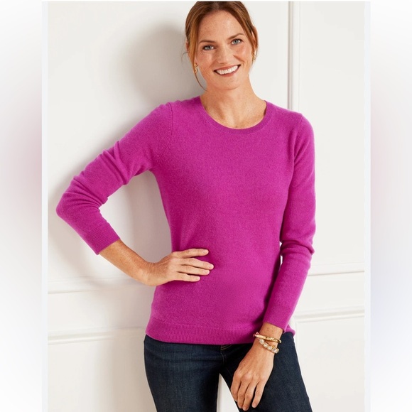 Talbots Audrey Cashmere 3/4 Sleeve Fuchsia Sweater Petite XL - Picture 1 of 5